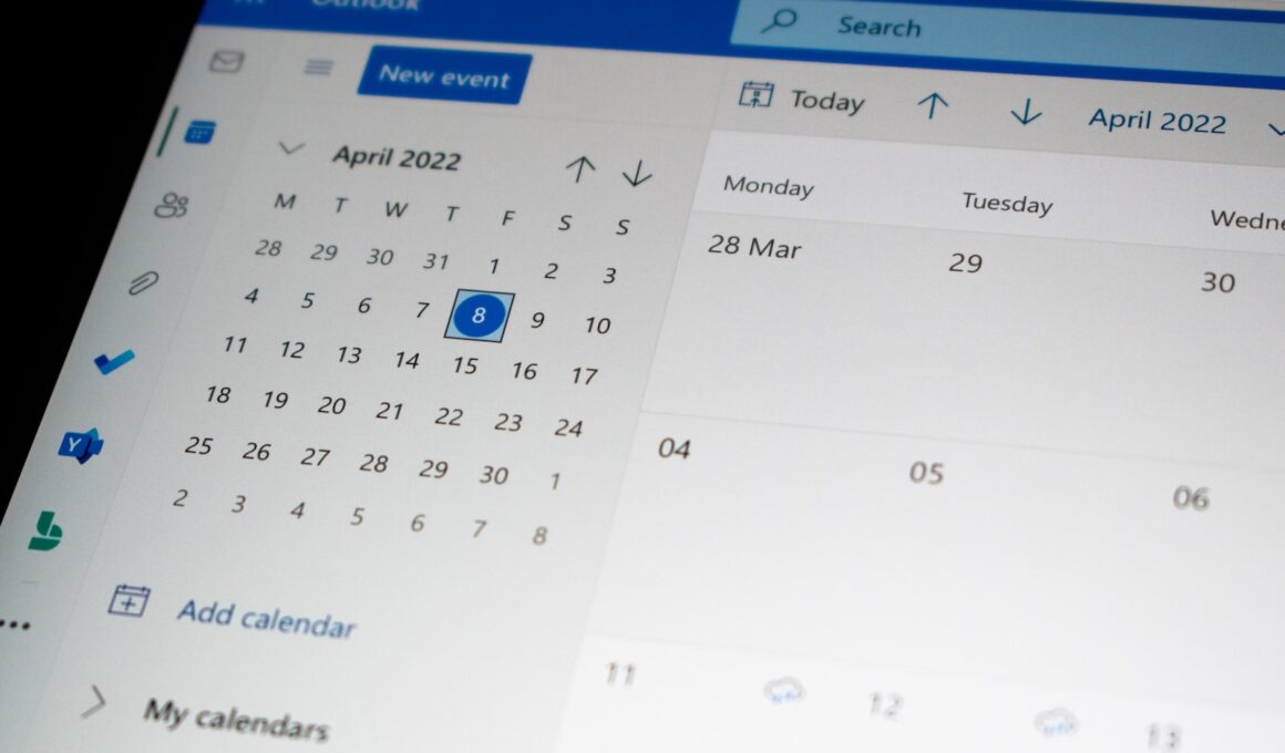 a computer screen with a calendar on it