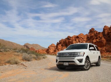 parked white Ford Explorer SUV