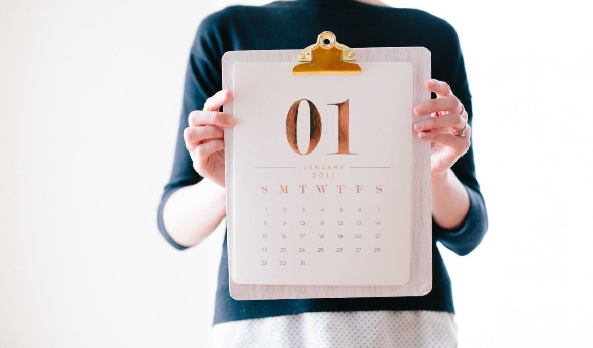 person holding calendar at January