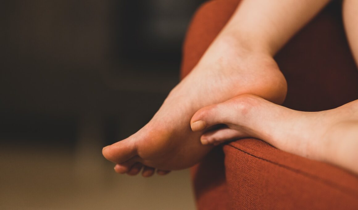 persons feet on brown textile